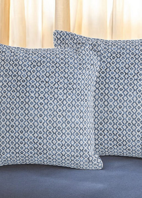 Set of Two Blue Chevron Cotton Throw Pillows-0