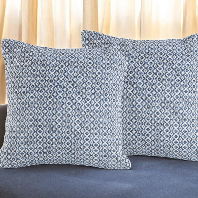 Set of Two Blue Chevron Cotton Throw Pillows-0