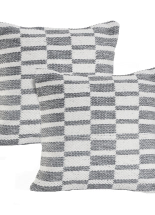 Set of Two 18" Gray Geometric Cotton Throw Pillows-1