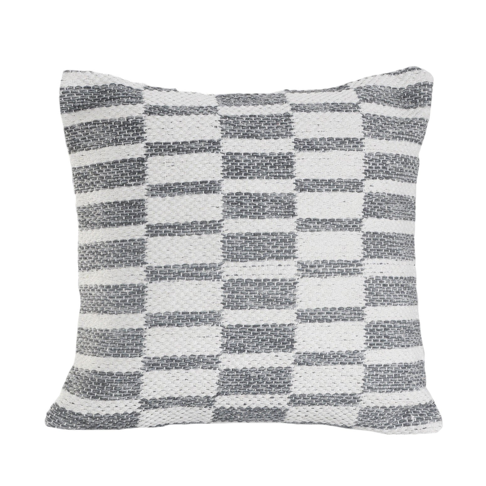 Set of Two 18" Gray Geometric Cotton Throw Pillows-2