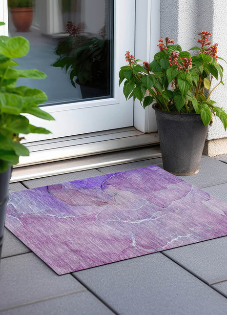 2' X 3' Purple Abstract Washable Non Skid Indoor Outdoor Area Rug-7