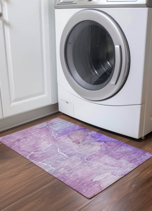 2' X 3' Purple Abstract Washable Non Skid Indoor Outdoor Area Rug-8
