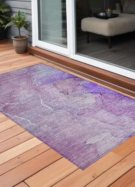 2' X 3' Purple Abstract Washable Non Skid Indoor Outdoor Area Rug-0