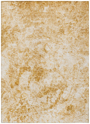 5' X 8' Cream and Gold Abstract Washable Non Skid Indoor Outdoor Area Rug-1