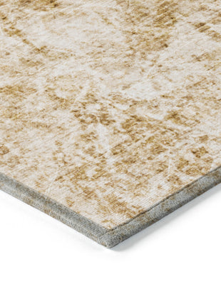 5' X 8' Cream and Gold Abstract Washable Non Skid Indoor Outdoor Area Rug-6
