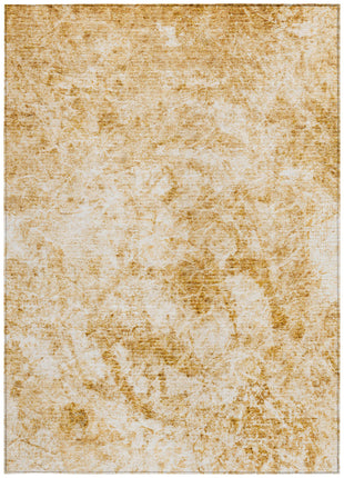5' X 8' Cream and Gold Abstract Washable Non Skid Indoor Outdoor Area Rug-3