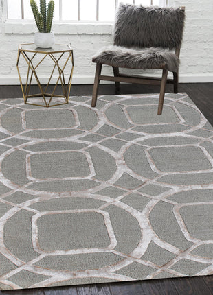 5' X 8' Gray and Light Gray Abstract Geometric Hand Tufted Area Rug-7