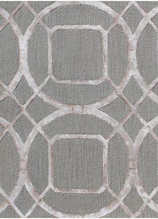 5' X 8' Gray and Light Gray Abstract Geometric Hand Tufted Area Rug-4