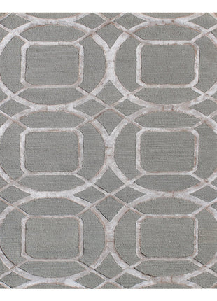5' X 8' Gray and Light Gray Abstract Geometric Hand Tufted Area Rug-1