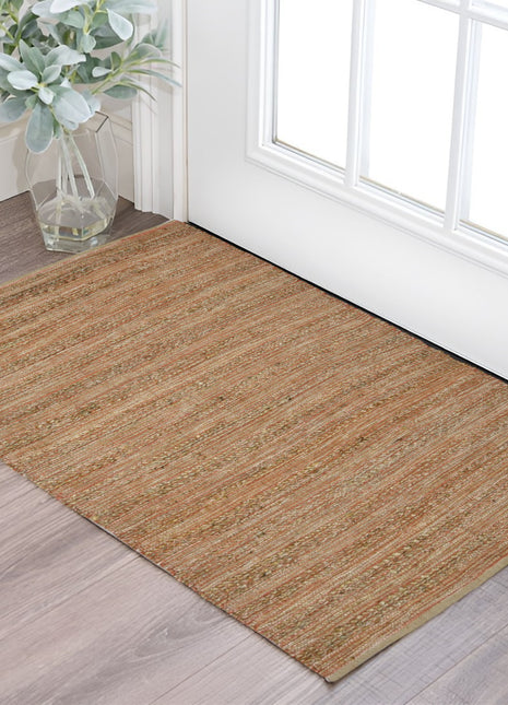 2' X 3' Brown And Brick Red Jute Striped Flatweave Handmade Area Rug-0