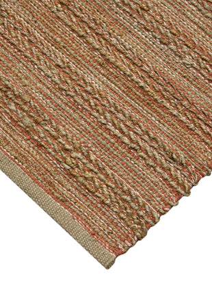 2' X 3' Brown And Brick Red Jute Striped Flatweave Handmade Area Rug-4