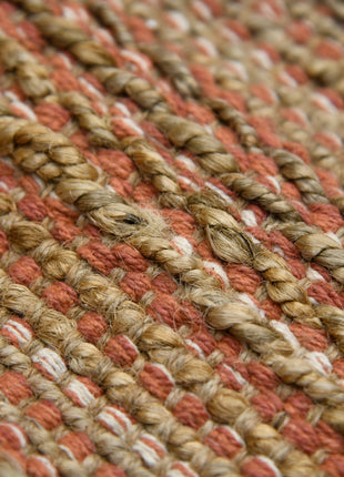 2' X 3' Brown And Brick Red Jute Striped Flatweave Handmade Area Rug-5