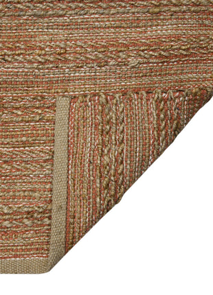 2' X 3' Brown And Brick Red Jute Striped Flatweave Handmade Area Rug-6