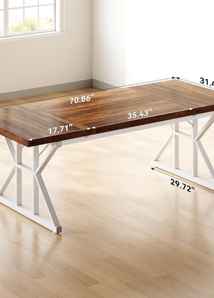 70.8-Inch Large Executive Desk, Modern Computer Office Desk, Wooden Writing Desk Study Table for Home Office-2