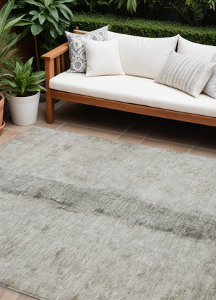 9' X 12' Taupe Beige And Gray Abstract Washable Indoor Outdoor Area Rug-0