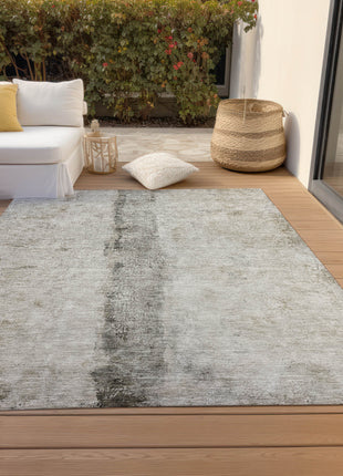 9' X 12' Taupe Beige And Gray Abstract Washable Indoor Outdoor Area Rug-6