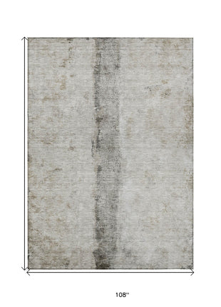 9' X 12' Taupe Beige And Gray Abstract Washable Indoor Outdoor Area Rug-2