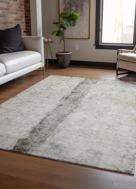 9' X 12' Taupe Beige And Gray Abstract Washable Indoor Outdoor Area Rug-7