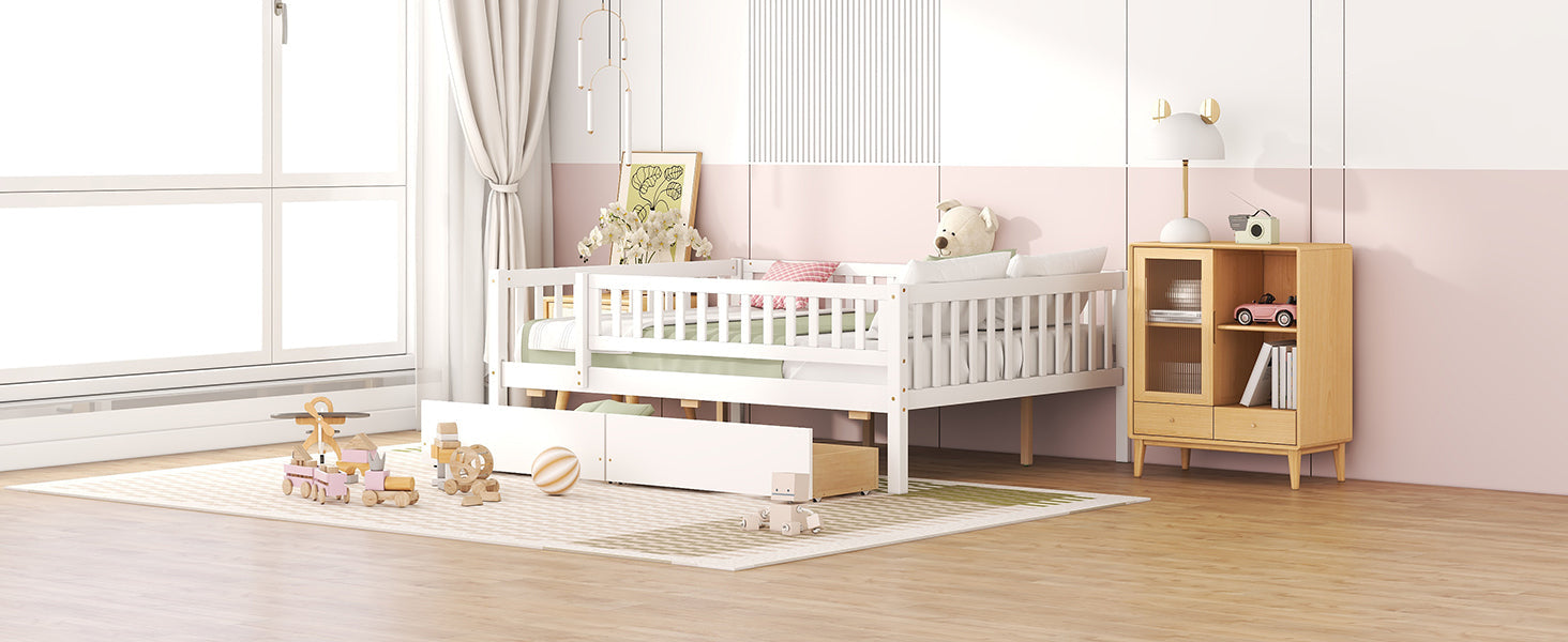 Full Size Daybed Wood Bed with Two Drawers