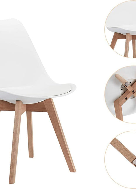 White Padded Shell Dining Chairs-1