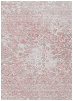 10' X 14' Pink Blush And Ivory Abstract Washable Indoor Outdoor Area Rug-1