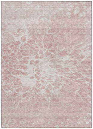 10' X 14' Pink Blush And Ivory Abstract Washable Indoor Outdoor Area Rug-5