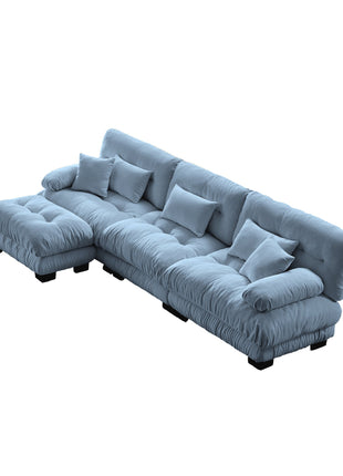 Luxury Modular Sectional Sofa Couch,Oversized L Shaped Cloud Couch for Living Room,Deep Seat Sofa Couch with Convertible Ottoman,Chenille Blue-4