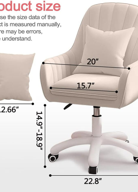 Home Office Chair Computer Chair with Mid-Back Upholstered Modern Tufted Computer Task Chair Swivel Height Adjustable Velvet Accent Chair.-1
