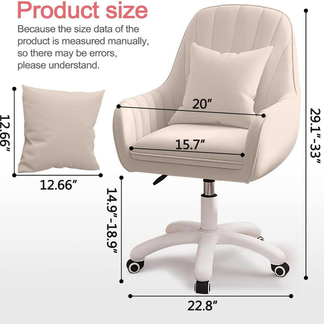 Home Office Chair Computer Chair with Mid-Back Upholstered Modern Tufted Computer Task Chair Swivel Height Adjustable Velvet Accent Chair.-1