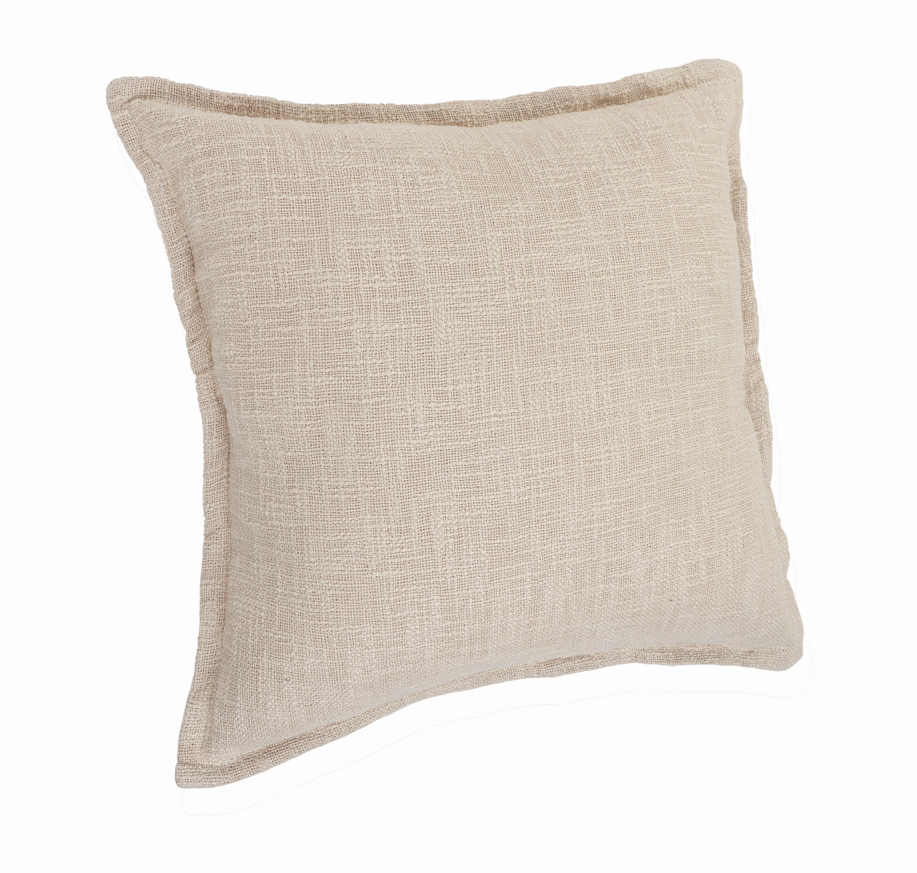 Set of Two 20" Beige Cotton Throw Pillows-2