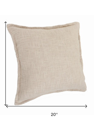 Set of Two 20" Beige Cotton Throw Pillows-6