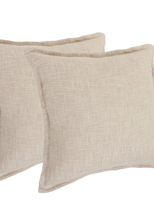 Set of Two 20" Beige Cotton Throw Pillows-5