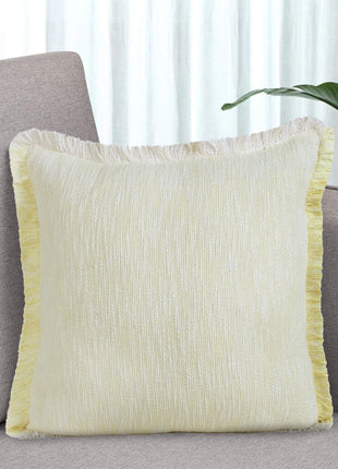 Set of Two 20" Lemon Cotton Throw Pillows with Fringe-5