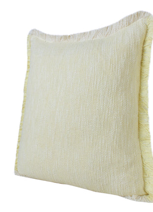 Set of Two 20" Lemon Cotton Throw Pillows with Fringe-1