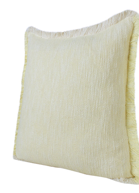 Set of Two 20" Lemon Cotton Throw Pillows with Fringe-1
