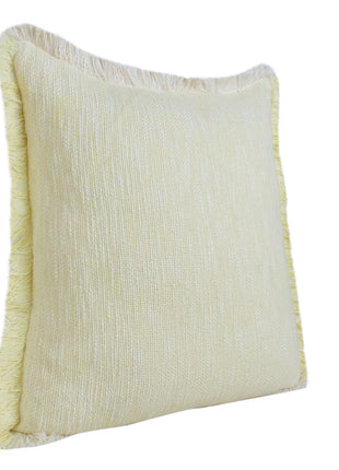 Set of Two 20" Lemon Cotton Throw Pillows with Fringe-2