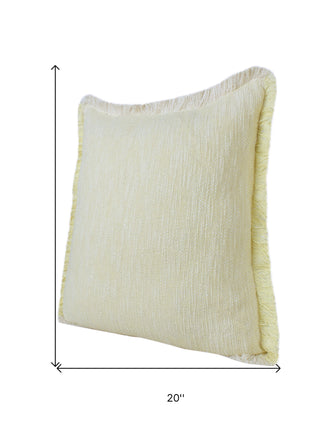 Set of Two 20" Lemon Cotton Throw Pillows with Fringe-6