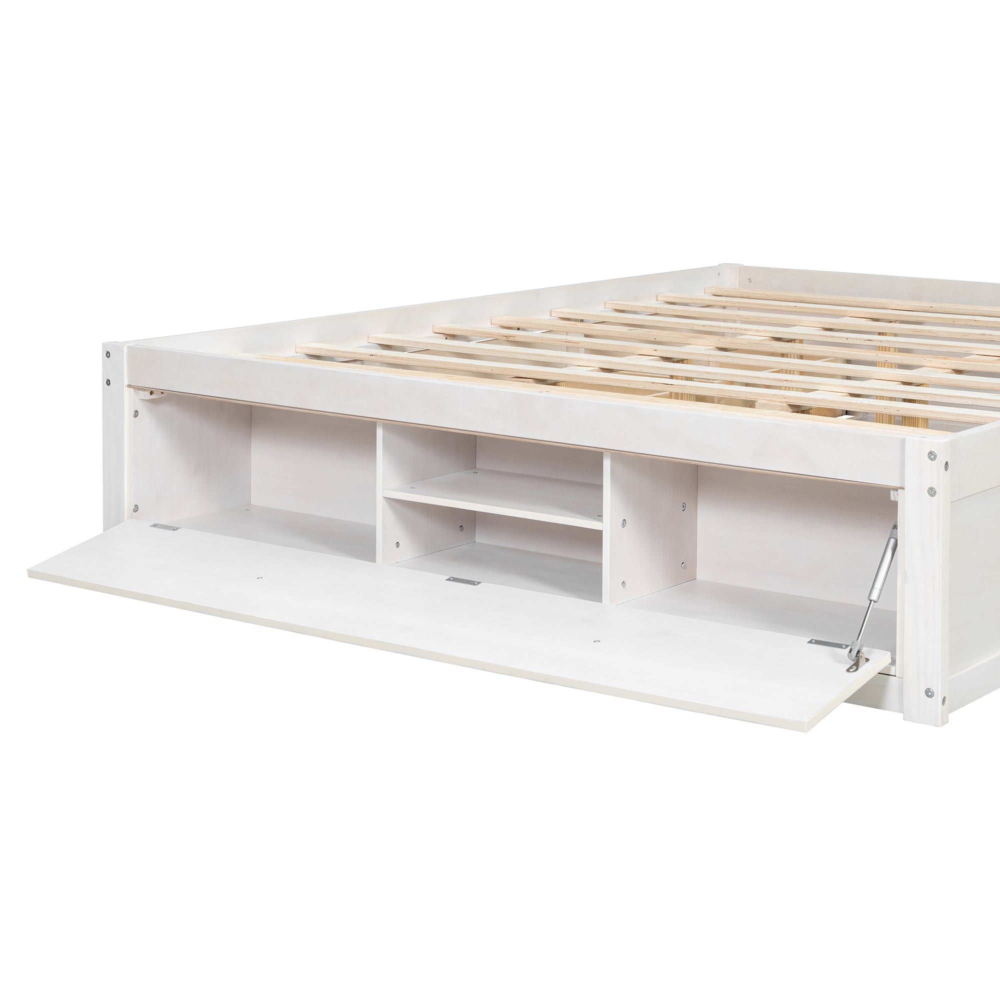 Platform Bed Frame with 4 Storage Drawers and Hydraulic Lift Footboard