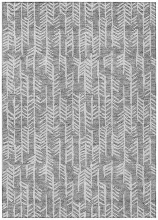 8' X 10' Gray And Silver Tribal Washable Indoor Outdoor Area Rug-1
