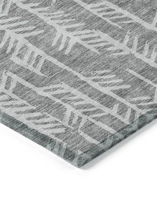 8' X 10' Gray And Silver Tribal Washable Indoor Outdoor Area Rug-4