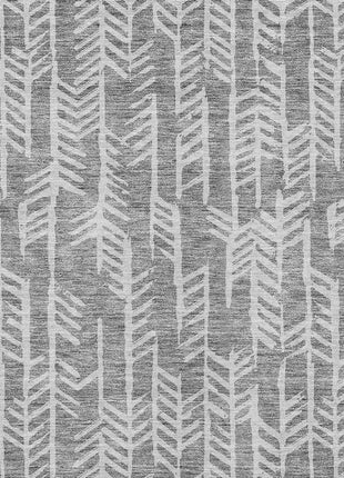 8' X 10' Gray And Silver Tribal Washable Indoor Outdoor Area Rug-5