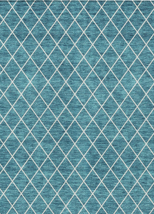 8' X 10' Teal Blue And Ivory Geometric Washable Indoor Outdoor Area Rug-6