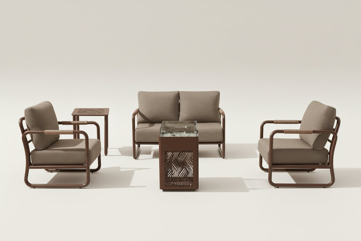 Outdoor Aluminum Patio Furniture Set with Fire Pit-2