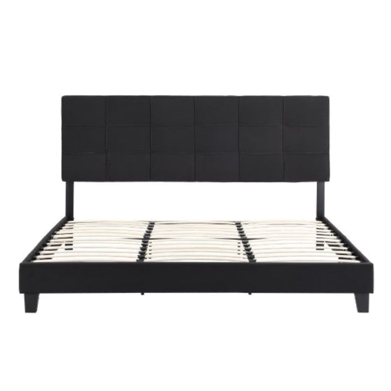 Upholstered Platform Bed Frame With Linen Headboard