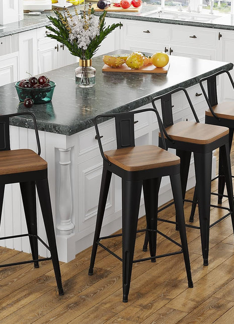 Modern Stackable Metal Bar Stools Set of Four-0