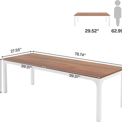 78.7 Inches Extra Long Computer Desk 2 Person Desk, Double Long Desk, Workstaion for Home Office (Walnut+White)-1