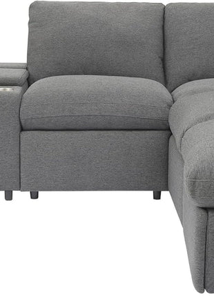 Modern Power Reclining Sectional Sofa with USB