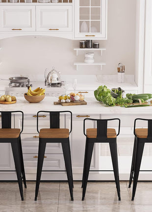 Modern Stackable Metal Bar Stools Set of Four-4