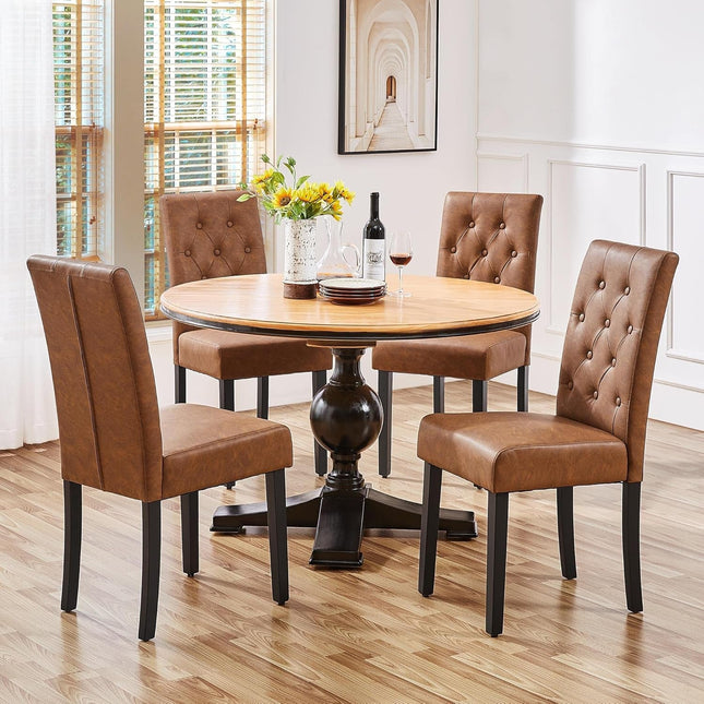 Dining Chairs High Back Dining Room Chairs Parsons Chair Kitchen Chairs Set of 2 Dining Chairs Side Chairs for Home Kitchen Living Room, Retro Brown-3