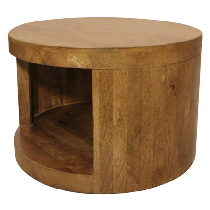 Set of Two Walnut Solid Wood Round Distressed Solid Nested Coffee Tables-5